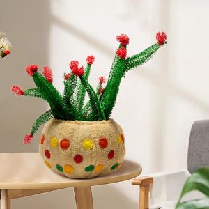 Pots de fleurs Art Déco modernes et créatifs en gros, ornements de bureau avec plantes artificielles, décorations en loofah et paniers de fleurs - Product Image 4