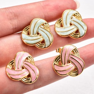 Pendientes de nudo celta, aretes coloridos de acero inoxidable, chapados en oro, esmaltados, para mujer, joyería de metal para fiestas - Product Image 4