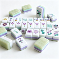 Ensemble de Mahjong Américain de Luxe Personnalisé Pliable Moderne 4 Couches en Acrylique Vert Nacré, Jeu de Casino Familial, Cadeau de Fêtes, En Stock