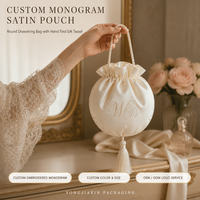 Sac à cordon en satin brodé personnalisé, pochette de mariée avec monogramme, sac cadeau pour demoiselle d'honneur