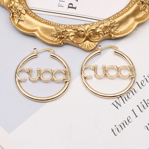 Nouvelle Collection de Bijoux de Marque Tendance : <span class=keywords><strong>Boucles</strong></span> <span class=keywords><strong>d</strong></span>'Oreilles Créoles en Alliage pour <span class=keywords><strong>Femme</strong></span>, Modèle Lettre, Design Féminin - Product Image 5