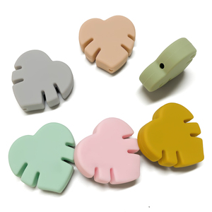 New Customized DIY <b>Leaves</b> Food Grade Non-Toxic Silicone Focal Beads <b>Light</b> Cute Cartoon Design for Pen - Product Image 4