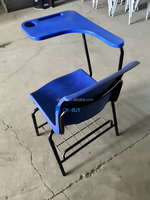 Chaise de réunion ergonomique contemporaine avec grande tablette d'écriture, porte-documents, cadre en plastique et acier durable, pour bureau, conférence, formation, séminaire