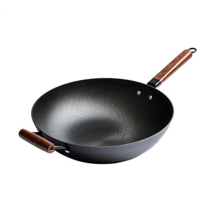 <span class=keywords><strong>Wok</strong></span> de Hierro Fundido Ligero sin Recubrimiento con Diseño de Sol, Resistente al Óxido, con Tapa de Vidrio Delgada para Cocinar en Casa - Product Image 2
