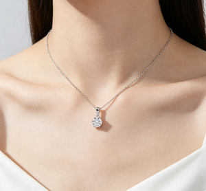 Collar Clásico de Diamante Solitario para Novia, Plata de Ley S925, 1.0ct 6.5mm, Seis Puntas, En Stock, Joyería Fina para Bodas y Fiestas - Product Image 2