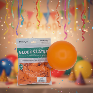 Ballons en latex Party Love, 25 cm, ronds, orange, pour décoration d'anniversaire - Product Image 2