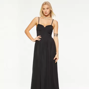 Produttori di abiti personalizzati da sera da donna nere abiti <span class=keywords><strong>lunghi</strong></span> in maglia di <span class=keywords><strong>Tulle</strong></span> da sera in Chiffon senza maniche Vintage da donna - Product Image 4