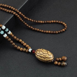 Collar Étnico de Estilo Tibetano con Cadena Larga de Aleación y Madera, Unisex, Regalo, 1 Pieza (Color Aleatorio) - Product Image 4