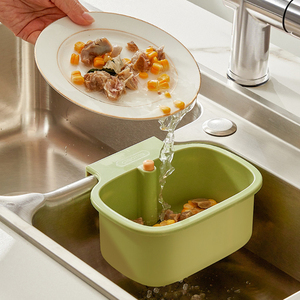 Panier suspendu pour évier de cuisine, panier de lavage de légumes anti-colmatage à pression avec <span class=keywords><strong>grille</strong></span> en PP et support de rangement - Product Image 5