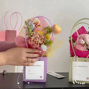 Fiori porta Bouquet rettangolare impermeabile scatola di fiori colorati sacchetti di fiori rosa decorativi regalo floreale borsa per mazzi di fiori - Product Image 4