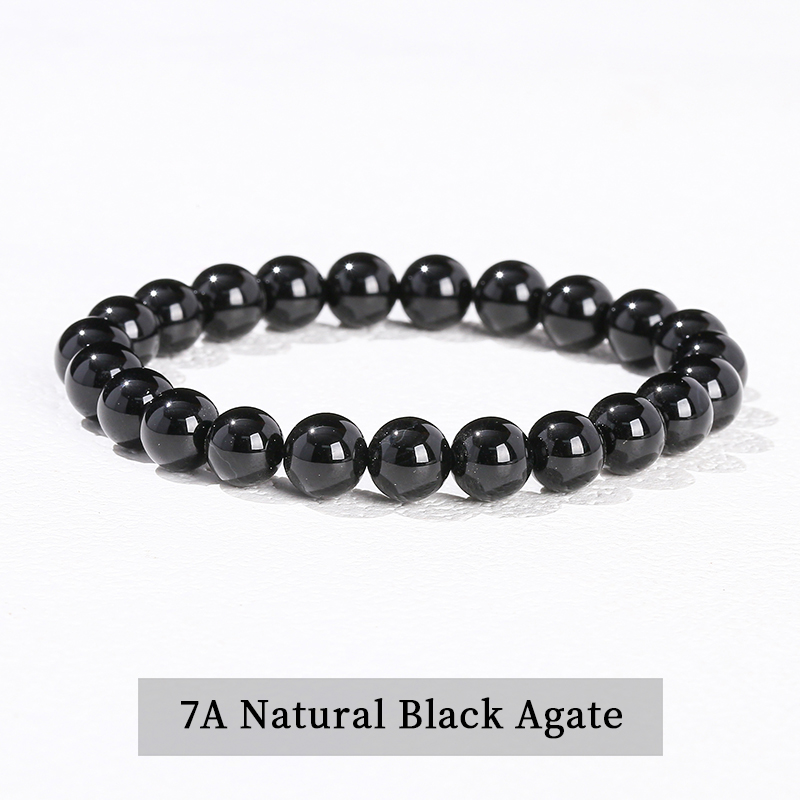 Bracelet en agate noire naturelle 7A
