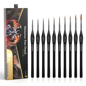 Private Label 00000 Pinceau de peinture miniature Pinceau de revêtement de détail fin synthétique Pinceau de peinture professionnel à manche en bois bouleau 10 - Product Image 1