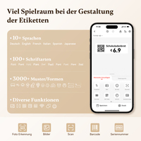 NiiMbot Imprimante d'Étiquettes Thermique Intelligente Portable Mini Connectée Sans Fil Code-Barres D110_M