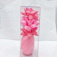 Fleur en ruban pré-fabriquée en film métallique mat arc-en-ciel de 5 cm, idéale pour l'emballage rapide de cadeaux (vente en gros)