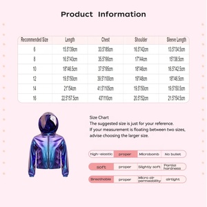Chaqueta Metálica con Capucha para Niñas, con Cierre, Iridiscente, Holográfica, Cortavientos, Conjunto de Disfraz de Baile Urbano para Niñas con Pantalones Cortos, Personalizado - Product Image 6