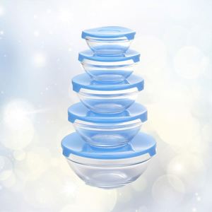 5 Pack Transparent Modern Kitchen Glass Bowl Set with Freshness Preservation 3-6L Capacity Multifunction Design for Food Storage - Product Image 2