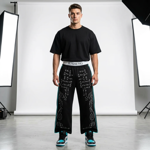 <span class=keywords><strong>Pantaloni</strong></span> da jogging casual da uomo personalizzati <span class=keywords><strong>con</strong></span> <span class=keywords><strong>elastico</strong></span> in vita, taglio dritto, vestibilità ampia, di peso medio, <span class=keywords><strong>con</strong></span> stampa effetto sbiadito al sole e lavaggio acido, OEM - Product Image 2