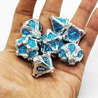 Haute qualité personnalisé émail bleu creux Dragon métal dés ensemble carré polyédrique mdn RPG jeu dés usine en gros mdn cadeaux
