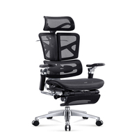 Chaise de bureau ergonomique à dossier haut de gamme avec accoudoirs en aluminium 7D, entièrement en mesh, inclinable, pivotante, avec repose-pieds