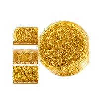 Squishy en PU en forme de maltose, motif dollar en poudre dorée, à rebond lent, anti-stress, pour la relaxation et la décompression, design attrayant, pour l'international