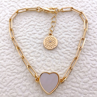 Bracelet à pendentif en forme de cœur minimaliste transfrontalier, bijoux en gros, cadeau pour fille, chaîne, bracelet pour femme, accessoires