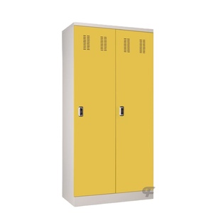 ตู้เก็บของโลหะสีเหลือง 2 ประตู พร้อมระบบล็อค RFID ตู้เหล็กบานสวิงสำหรับโรงเรียน/โรงยิม พร้อมราวแขวนเสื้อผ้า - Product Image 1