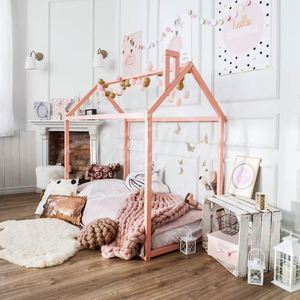 Cama <span class=keywords><strong>de</strong></span> madera <span class=keywords><strong>de</strong></span> pino sólido <span class=keywords><strong>Montessori</strong></span> para niños, Casa con marco plegable, venta al por mayor <span class=keywords><strong>de</strong></span> fábrica - Product Image 6