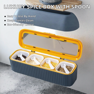 Boîte à épices premium à 4 compartiments avec cuillère pour le <span class=keywords><strong>rangement</strong></span> des assaisonnements de <span class=keywords><strong>cuisine</strong></span> - Product Image 2