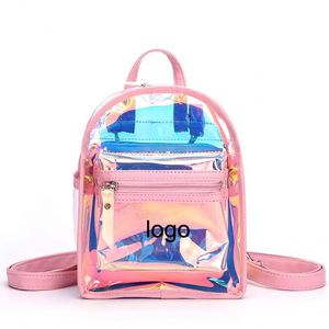 Summer New Laser Transparent Jelly Bag Women's PVC Handheld & Double Shoulder Cross-Border <b>Backpack</b> for Mother Office Use - Product Image 1