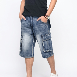 Shorts en jean amples et décontractés pour hommes grandes tailles, délavage clair/foncé, broderie, respirants, style streetwear hip-hop pour l'été - Product Image 2