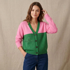 Customized Sorority Knit Varsity <b>Cardigan</b> <b>Sweater</b> Women's Solid V-Neck Knitted Cashmere Thick Vintage Long Sleeve Casual - Product Image 1