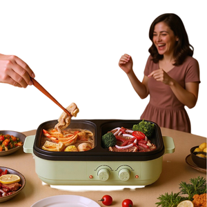 Olla Eléctrica Grill de 1300W con Tapa de Vidrio Templado y Calentamiento Rápido para Uso en Autocaravanas y Hogares, Comidas Familiares Grandes - Product Image 1