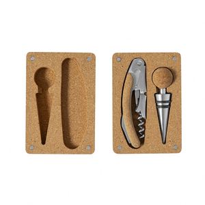 Ensemble tire-bouchon et bouchon de vin en acier inoxydable avec gravure de logo OEM, fermeture magnétique, pour bar à boissons, en étui en liège, vente en gros - Product Image 3