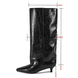 Botas Altas de Mujer con Punta Puntiaguda, Estampados Personalizados en la Parte Superior, Tacón Bajo y Colores Variados - Product Image 6