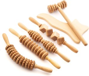 Lot de 6 rouleaux de massage en bois de hêtre à marque privée, outils de thérapie pour le soin corporel – Vente chaude - Product Image 1