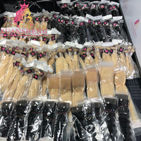 Lot de Cheveux Naturels Vierges Remy Russes 100% Blond 613, Qualité XS, avec Double Trame Cousue à la Machine et Lisses