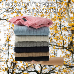 Pull à col roulé pour homme en coton mélangé de la marque Brandour Apparels, à manches longues, respirant, à motif floral, tricoté en câblé sur le devant - Product Image 2