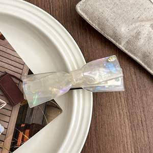 法国精致蝴蝶结多色弹簧夹醋酸纤维材料女童发夹 - Product Image 5