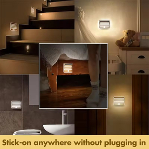 <span class=keywords><strong>Luz</strong></span> Nocturna Moderna <span class=keywords><strong>con</strong></span> <span class=keywords><strong>Sensor</strong></span> <span class=keywords><strong>de</strong></span> <span class=keywords><strong>Movimiento</strong></span> LED, <span class=keywords><strong>Luz</strong></span> Blanca Cálida, Material ABS, Funciona <span class=keywords><strong>con</strong></span> Pilas AAA, para Escaleras, Armarios, Dormitorios y Baños - Product Image 2