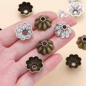 Zinc Alloy <b>Flower</b> Bead Caps For <b>Bracelet</b> Making Ancient Silver And Bronze Plated DIY Jewelry Findings 10mm Hollowed Out Shape - Product Image 3