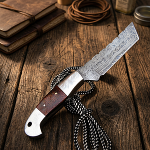 Damascus Bush <b>Craft</b> Knife Olive Wood Steel Bolster Handle Hunting Camping Survival Cutting <b>Tool</b> 4mm Blade 4" 8" Overall Length - Product Image 3