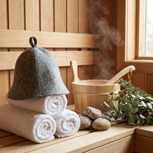Gorro de Sauna de Fieltro de Lana con Logotipo Personalizable, Estilo Moderno y Simple, Ideal como Regalo Promocional para Spa y Bienestar - Product Image 5