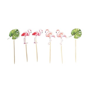 Flamingo Pineapple Cake Toppers Watercolor Design Birthday Party Dessert Decorations Disposable Paper Cupcake Toppers - Product Image 5