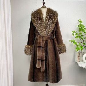<span class=keywords><strong>Manteau</strong></span> long d'hiver chaud pour <span class=keywords><strong>femme</strong></span> en fausse fourrure de vison imprimé léopard, style luxueux en <span class=keywords><strong>cuir</strong></span> façon fourrure de vison - Product Image 6