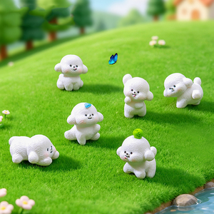 Cute PVC Cartoon Micro-landscape Ball-playing White Puppy Figurine DIY Decorative Accessory Mini Car and <b>Desk</b> Ornament - Product Image 2