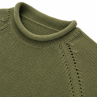Pull-over en coton Pima vert tricoté sur mesure pour homme, col roulé, manches longues, anti-plis, anti-rétrécissement, idéal pour l'hiver (ODM/OEM)
