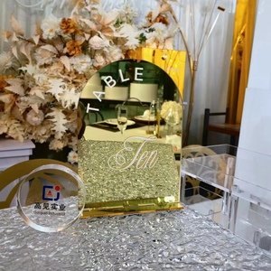 Numéros de table de mariage personnalisés en acrylique doré en forme d'arche, cartes de placement en acrylique, numéros de table pour réception de mariage à l'hôtel - Product Image 5