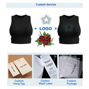 Canotta Aderente Estiva alla Moda con Logo Personalizzato, Sexy Top Bianco in Cotone a Costine con Collo Alto per Donne - Product Image 6