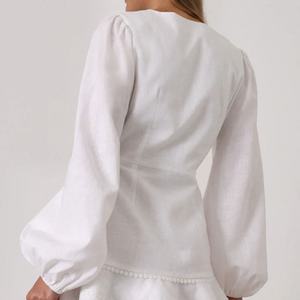 Vestidos de Otoño de Nuevo Diseño para Mujer, Vestidos Casuales Holgados y Modestos, Vestido de Lino Mini de Alta Calidad con Mangas Largas para Mujer - Product Image 3