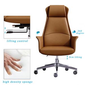 Silla Ejecutiva Giratoria de Oficina Moderna con Respaldo Alto de Cuero para Conferencias, Muebles de Oficina - Product Image 3
